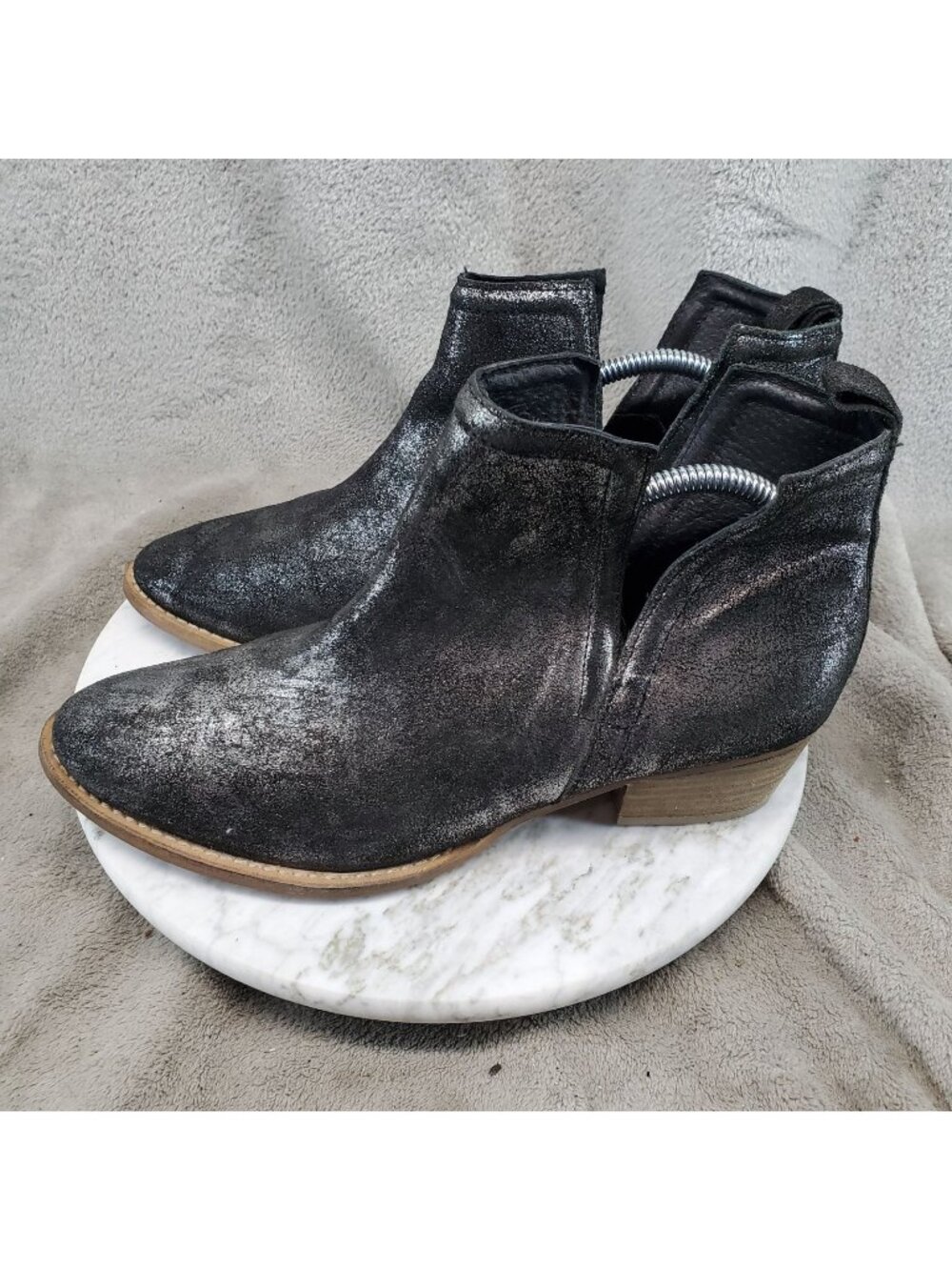 Diba True Shoes Womens Size 10 Stop By Black Metallic Shimmer Leather Boot *Read